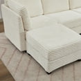 thumbnail image 4 of Corduroy Sectional Couch with Storage, U Shaped Sectional Sofa with Ottoman, Modular Sectional Couches for Living Room (Beige), 4 of 11