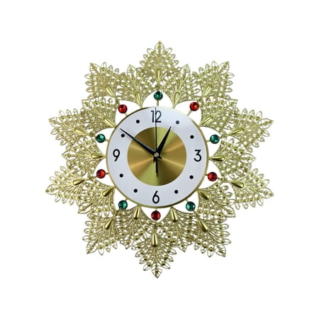 Large Modern Crystal Leaves Wall Clock None Ticking Battery Operated for Living Room