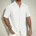 thumbnail image 2 of MIXUE Mens Casual Button Down Shirts Summer Solid Color Lapel Short Sleeve Fashion Tops Sportswear,White,XXL, 2 of 4