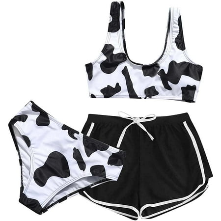 F2066 FORESTIME Girls' Summer Cute Back Cow Floral Print Two-Piece ...