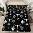 thumbnail image 2 of Feelyou Black Sheep Skeleton Queen Sheet Sets for Men, Vintage Western Aztec Flat Sheet, Hippie Bohemian Style Queen Fitted Sheet, Luxury Bedroom Decor, 4 Pieces, 2 of 7