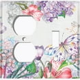 thumbnail image 4 of Metal Light Switch Plate Cover Mystical Floral Butterfly Garden Sketch FLW116, 4 of 13