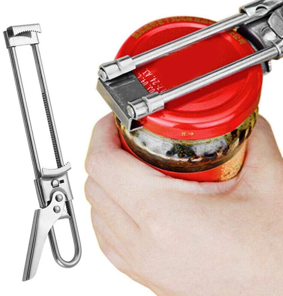 2X Adjustable Multifunctional Stainless Steel Can Opener Jar Lid Gripper  Kitchen