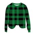 thumbnail image 6 of Women's Lightweight Sweatshirts Plaid Checkered Print Crewneck Pullover Long Sleeve Loose Christmas Casual Tops (XL, Green #A), 6 of 7