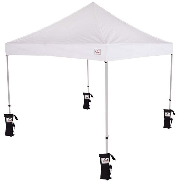 Impact Canopy 10' x 10' Pop-Up Canopy Tent, Straight-Leg Shelter with Steel Frame, Weight Bags, and Roller Bag, White