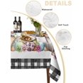 thumbnail image 5 of Easter Gnomes Rectangle Tablecloth, Eggs Bunny Spring Daisy Flower Farmhouse Plaid Waterproof & StainResistant Tablecloth, Washable Oil-proof Table Cover for Dining/Party/Wedding/Buffet 60x84 In, 5 of 9
