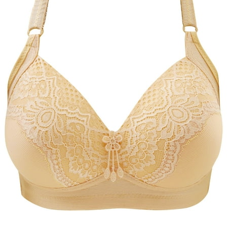 Aofany Woman s Plus Size Embroidered Glossy Bras Comfortable Breathable No Rims Push Up Underwear Bra