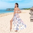 thumbnail image 6 of FORMRS Womens Long Sarong Beach Wrap Semi-Sheer Bikini Skirt Bathing Swimsuit Cover Up, Colorful Abstract Pattern, 6 of 7