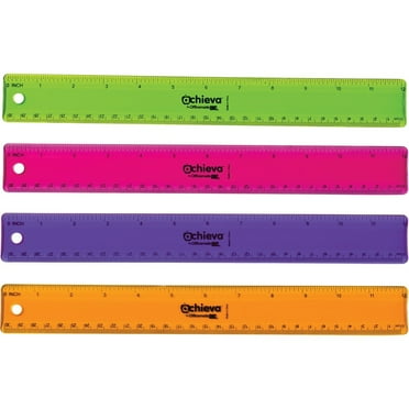 Officemate 12" Flexible Plastic Ruler - 12" Length 1.3" Width - Imperial, Metric Measuring System - Plastic - 12 / Pack - Assorted | Bundle of 2 Packs