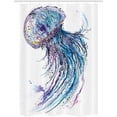 thumbnail image 4 of Jellyfish Stall Shower Curtain, Aqua Colors Art Ocean Animal Print Sketch Style Creative Sea Marine Theme, Fabric Bathroom Set with Hooks, 54W X 78L Inches, Blue Purple White, by Ambesonne, 4 of 4