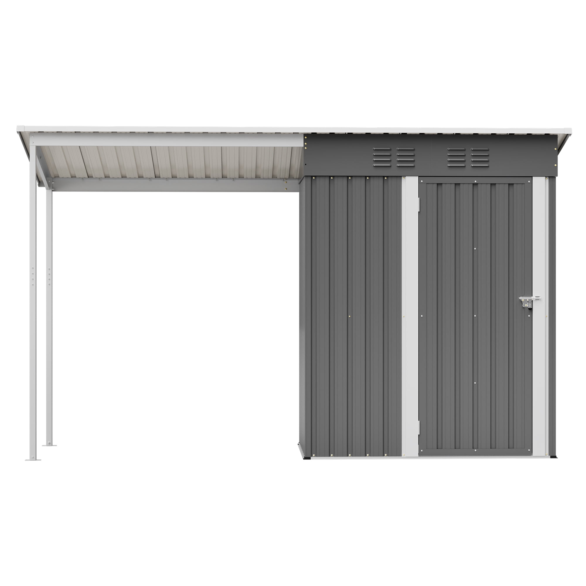 Thanaddo 5x3 FT Galvanized Steel Storage Shed, 2-in-1 Lean-To Outdoor Unit with Gazebo Cover and Easy Assembly