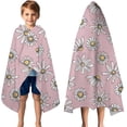 thumbnail image 3 of Pink Daisy Flower Yellow Centers Pattern Hooded Bath Towel，50"x30" for Ages 3 To 12 Kids, Quick Dry Lightweight Soft Microfiber Hood Beach Towel Cover Up for Kids, 3 of 7