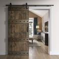 thumbnail image 5 of Coast Sequoia 36 in x 84 in Castle Style Finished Knotty Pine Wood Sliding Barn Door With Hardware Kit (Carbon Gray), 5 of 5