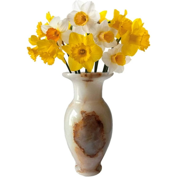 India Meets India Handicraft Flower Vase with Onyx Marble Decorative Home, Offices, Best Gifting, Made by Awarded Indian Artisan