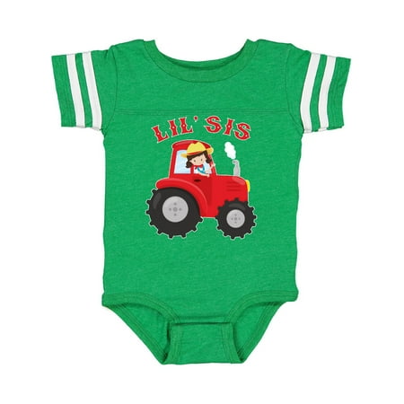 

Inktastic Farmer Tractor Little Sis Gift Baby Girl Bodysuit