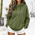 thumbnail image 2 of Women's Loose Fit Oversized Long Sleeve Hoodie Pullover Sweatshirt With Pocket Side Slit Casual Daily Tops Soft Comfy | CSEONE,Army Green L, 2 of 8