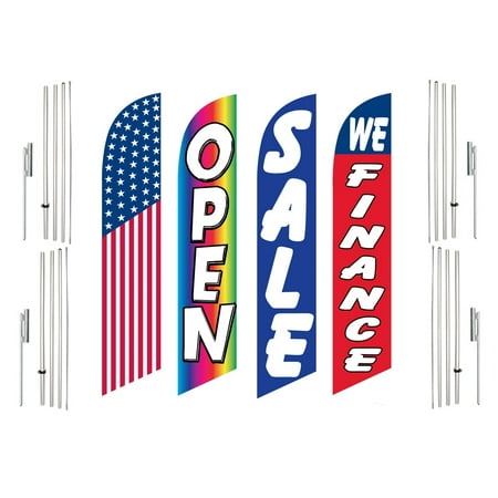 4 Swooper Flags With 4 Pole Kits America Open Sale We Finance
