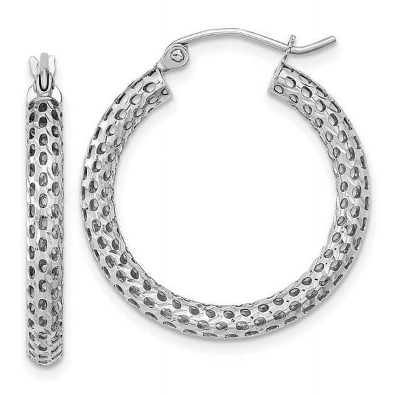 Primal Gold 14 Karat White Gold Mesh Hoop Earrings
