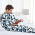 thumbnail image 6 of Honeii Blue Excavator Pattern Mens Pajamas Set,2pcs Men's Lounge Long Sleeve Sleep Shirt and Pajama Bottoms Sleepwear Set,Mens Pjs Sets-XX-Large, 6 of 7