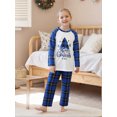 thumbnail image 2 of Family Matching Pajamas Sets Printed Long Sleeve Tops with Plaid Pants, 2 of 9