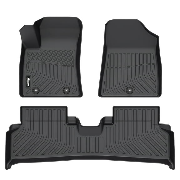 Ikon Motorsports 3D Molded TPE Floor Mats Fits 2024-2025 Hyundai Kona Electric, Black All Weather Waterproof Anti-Slip Carpet Liners, Front 2nd Row 3PCS