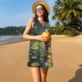 thumbnail image 3 of Balery Peaceful Deer Lily Pond Vestidos de verano para mujer con estampado: vestido holgado sin mangas, vestido playero informal y cómodo para días calurosos., 3 of 7