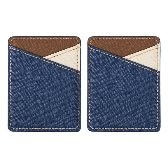 Blue Leather Phone Wallet with Adhesive Card Holder and Stand (2pcs)