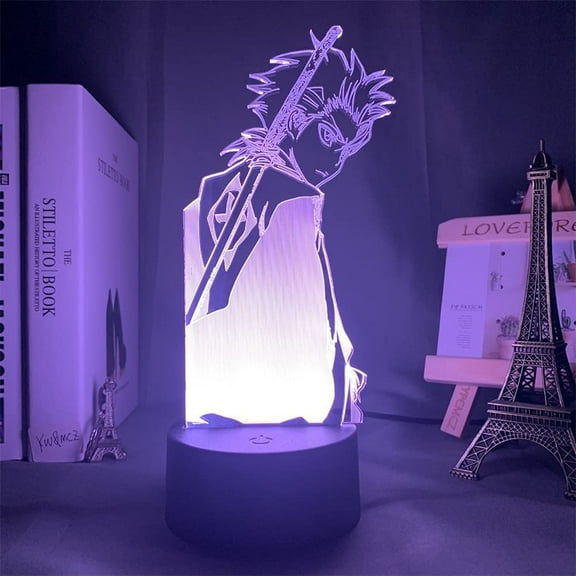 AVEKI Anime Figure Ichigo Kurosaki LED Light Fans Favorite Xmas Birthday Holiday Party Gift 3D Optical Illusion Desk Lamp Remote Control/Touch, Goo13