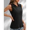 thumbnail image 5 of Womens Sleeveless Tank Tops Lapel Collared V Neck Slim Fitted Ribbed Knit Tight Polo Tops, 5 of 8