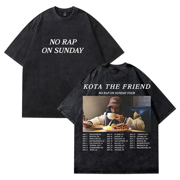 Kota The Friend No Rap On Sunday Tour Washed T-shirt Short Sleeve Cotton Tee Women Men Streetwear Tops