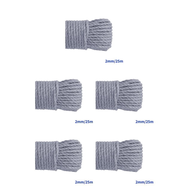 Langgg Color Hemp Rope Roll Making Tool 100 Cotton rope colorful twine macrame cord string thread Handmade String accessory DIY cord silver grey 2mm x 25m 5Set