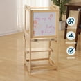 thumbnail image 4 of Torre de Aprendizaje Montessori 3 en 1 Bluelander, Taburete Auxiliar, Escalón de Madera, 4 of 5