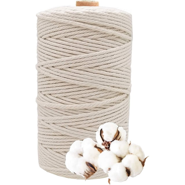 Cordón de macramé suave y duradero para proyectos artesanales, fácil de trabajar con cuerda de algodón sin blanquear, infinitas posibilidades de creatividad con fibra de algodón de calidad,