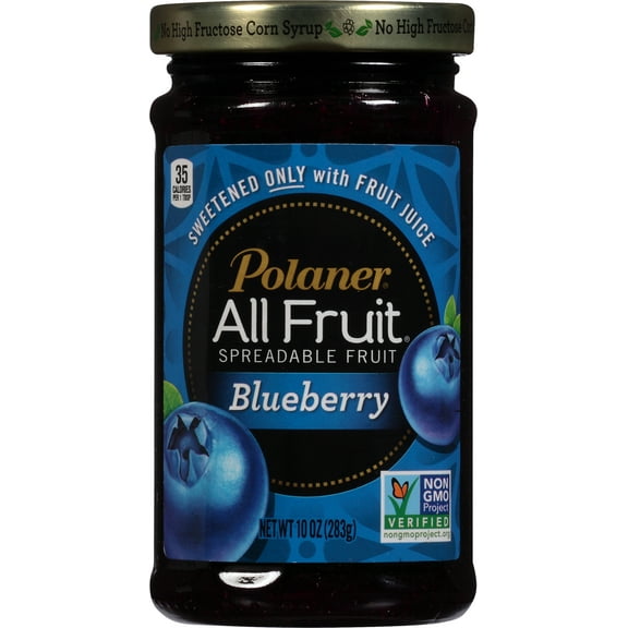 Polaner All Fruit Spreadable Blueberry, Fruit Spread, Gluten Free, 10 oz