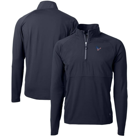 Men's Cutter & Buck Navy Houston Texans Adapt Eco Knit Hybrid Recycled Quarter-Zip Pullover Top