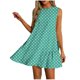 thumbnail image 1 of Vestido Corto para Mujeres Verano Moda Casual Impreso Lado Plisado Cuello Redondo Vestido sin Mangas para el Uso Diario, 1 of 7