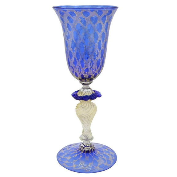 GlassOfVenice Murano Glass Goblet - Blue and Gold