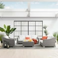thumbnail image 2 of Lounge Sectional Sofa Chair Set, Rattan, Wicker, Light Grey Gray White, Modern Contemporary Urban Design, Outdoor Patio Balcony Cafe Bistro Garden Furniture Hotel Hospitality, 2 of 10