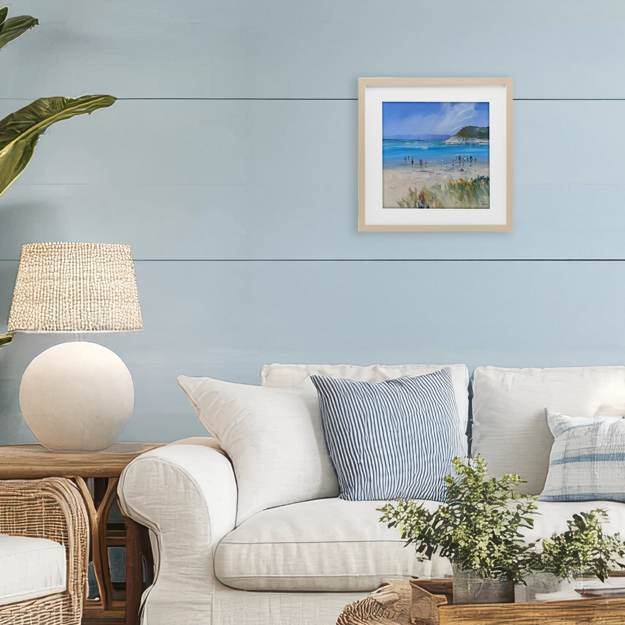Stupell Industries Summer Sorrento Beachgoers Birch Framed Print Under Glass, design by Craig Trewin Penny