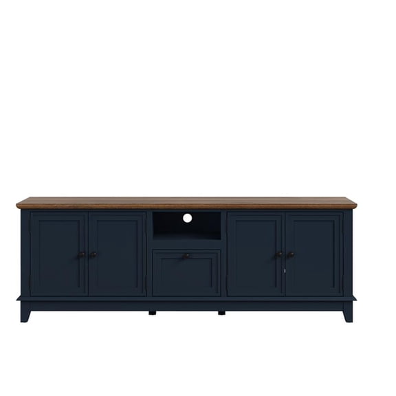 Maklaine Traditional Farmhouse TV Stand for TVs up to 75" in Navy Blue
