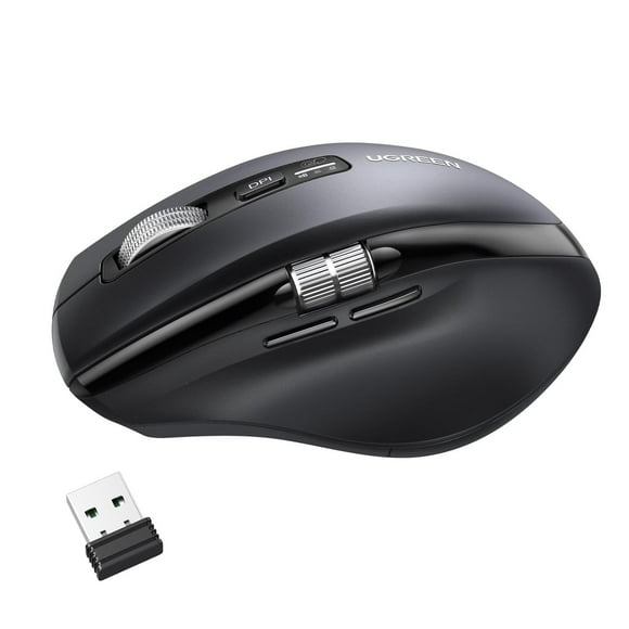 Mouse Inalámbrico UGREEN Negro con Scrolling Ultra-rápido y 5000 dpi Ergonómico y Silencioso