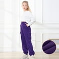 thumbnail image 4 of Staki Pants for Teens Girls' Sweatpants Lounge Soft Athletic Kids Joggers with Pockets & Drawstring(Purple,13-14 Years), 4 of 9