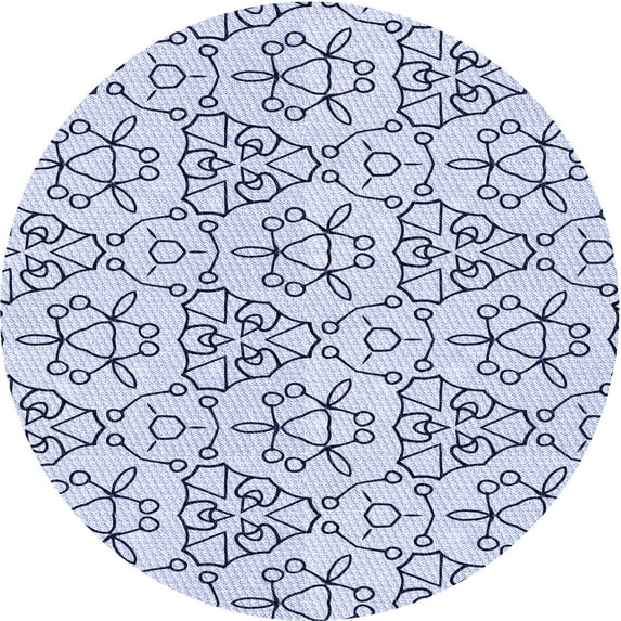 Ahgly Company Indoor Round Patterned Lavender Blue Area Rugs, 3' Round