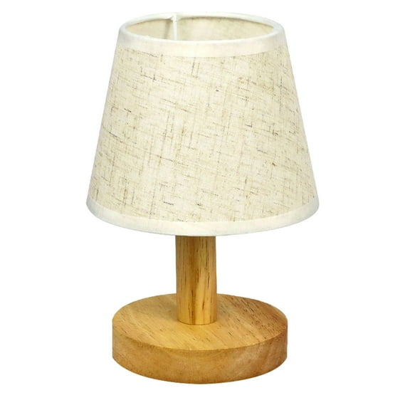 CASAFUN Solid Wood Table Lamp for Bedroom 3 Way Dimmable Nightstand Lamp with Round Flaxen Fabric Shade for Living Room Office Dorm