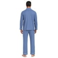 thumbnail image 6 of EA'S SECRET Mens Pajamas Set Soft 100% Cotton Notched Collar Pajamas for Men Long Sleeve Button Down Pjs Mens Sleepwear with Pockets(Blue,L), 6 of 7