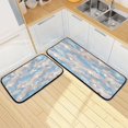 thumbnail image 7 of 2-Piece Kitchen Rugs Set Non-Slip Mats Carpet Floor for Kitchen, Bathroom (19.7"x27.6" & 19.7"x47.2") Peach and Blue Rhombus, 7 of 7