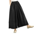 thumbnail image 4 of biudgviw Womens Wide Leg Pants Ruffle Palazzo Culottes Casual Soft Elastic Waist Drawstring Flowy Pants with Pockets, 4 of 5