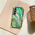 thumbnail image 7 of FKBRCL4U Compatible with Samsung Galaxy S24 Plus Case, Green Gold Grain Marbled Fluid Luxury Golden Decoration for Girl Women Soft TPU Shockproof Protective Hard PC Back, 7 of 7