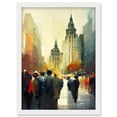 thumbnail image 1 of Autumn On Wall Street New York City Painting Artwork Framed Wall Art Print A4, 1 of 4