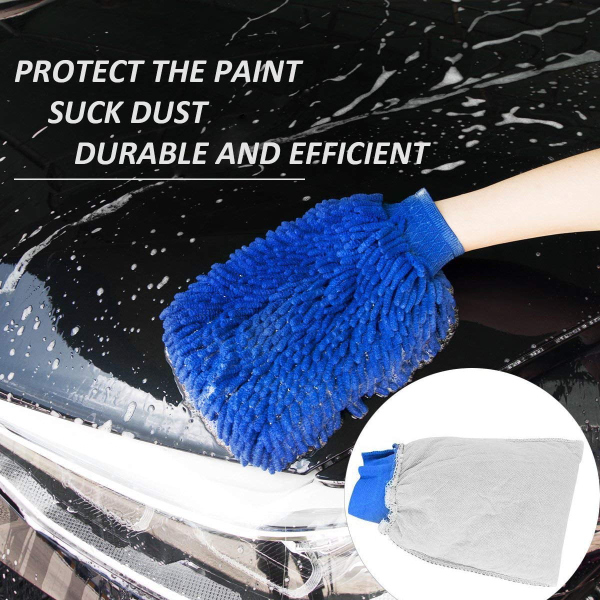 4 in 1 Double Sided +2 Side mesh Premium Chenille Microfiber Wash Mitts for Car Cleaning ZaCoo 2-Pack Car Wash Mitt Scratch-Free No Falling Wool